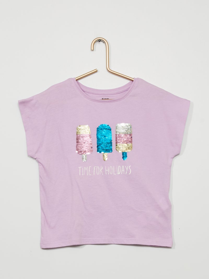 T-shirt estampada com lantejoulas reversíveis VIOLETA - Kiabi