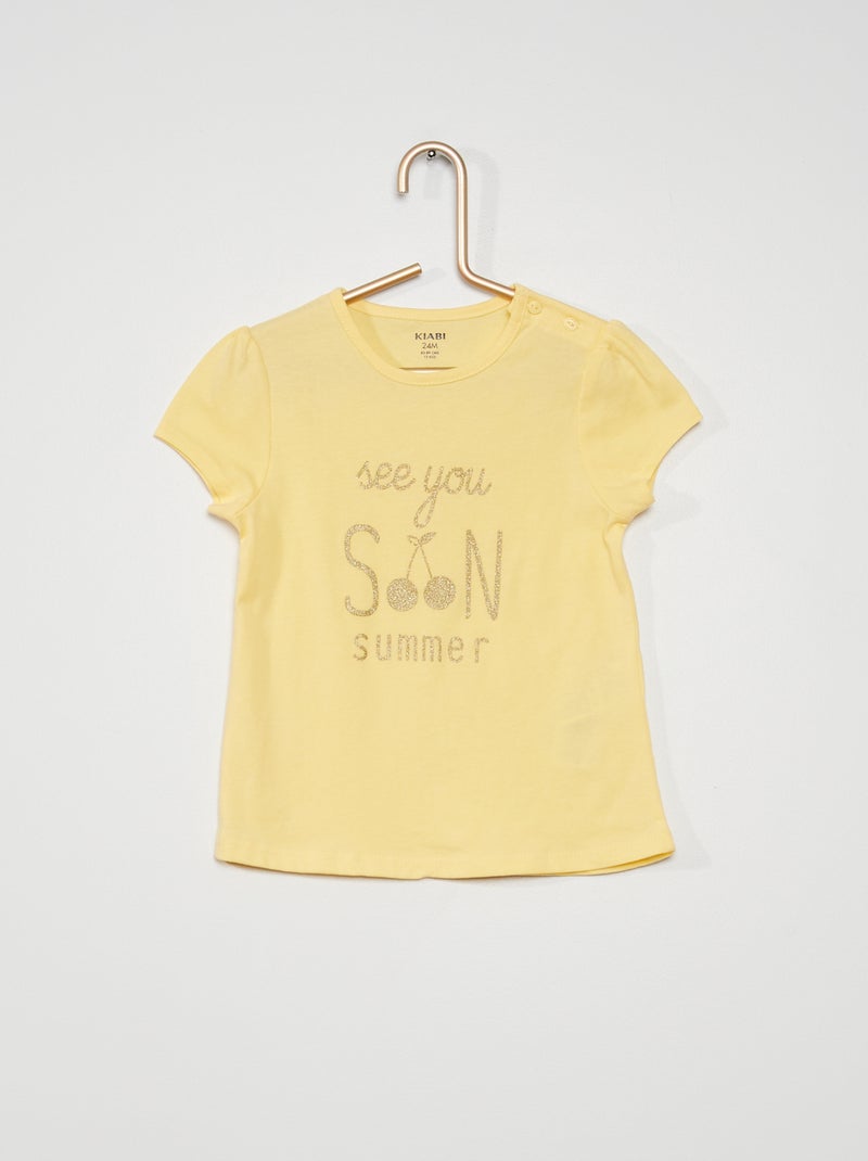 T-shirt estampada com mensagem AMARELO - Kiabi