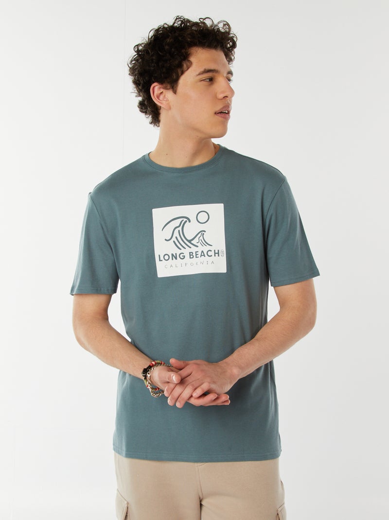 T-shirt estampada com mensagem Azul - Kiabi