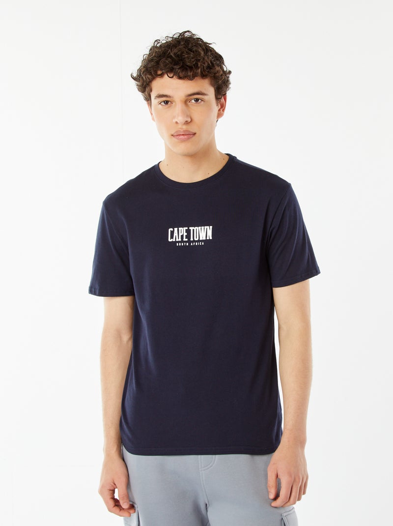 T-shirt estampada com mensagem Azul - Kiabi