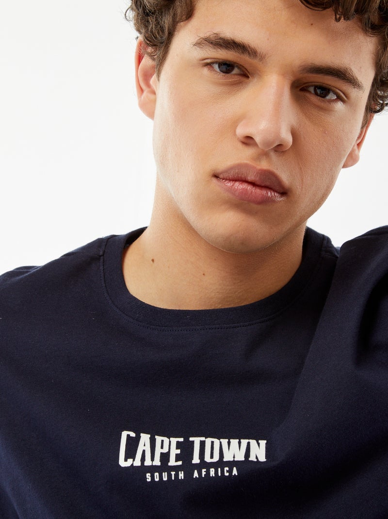 T-shirt estampada com mensagem Azul - Kiabi