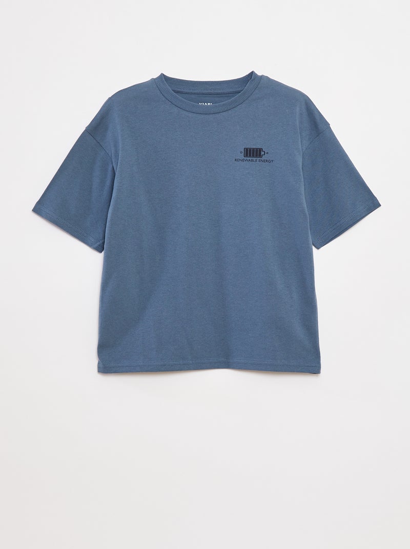T-shirt estampada com mensagem Azul - Kiabi