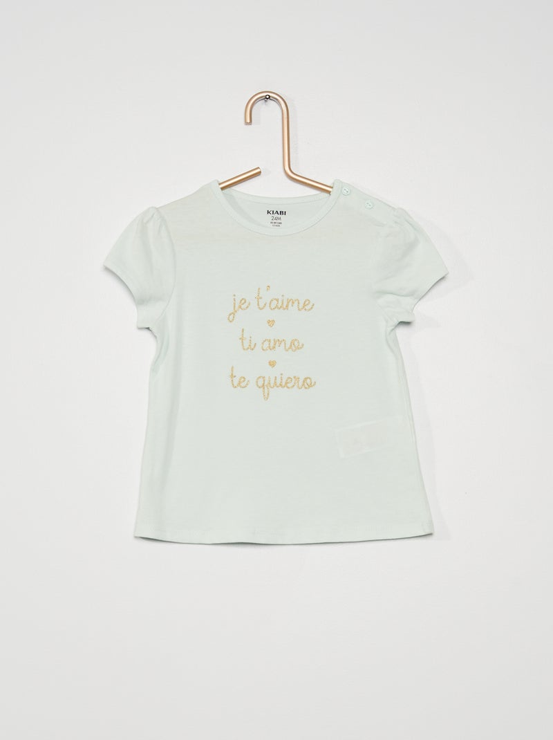 T-shirt estampada com mensagem AZUL - Kiabi