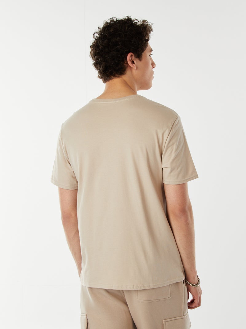 T-shirt estampada com mensagem Bege - Kiabi