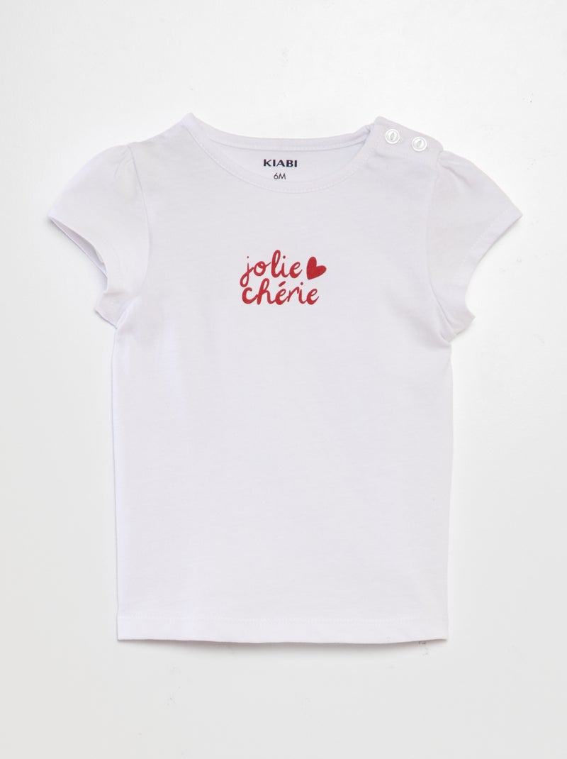T-shirt estampada com mensagem BRANCO - Kiabi
