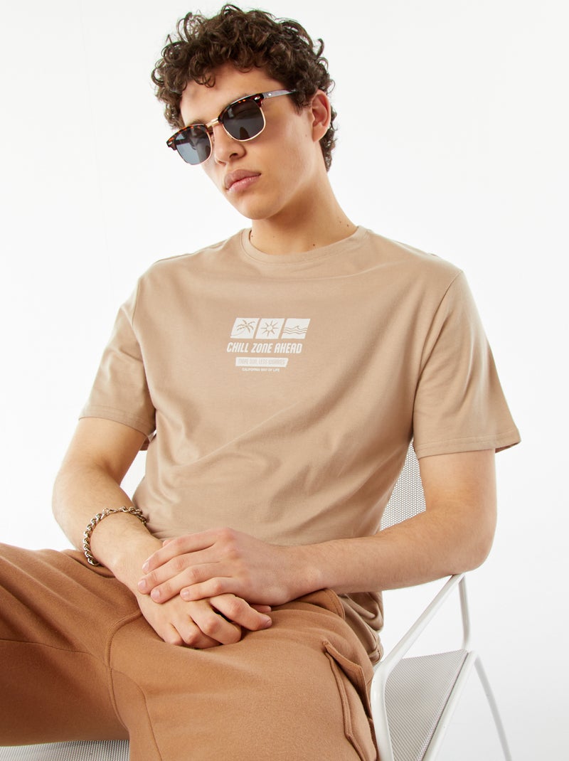 T-shirt estampada com mensagem Branco - Kiabi