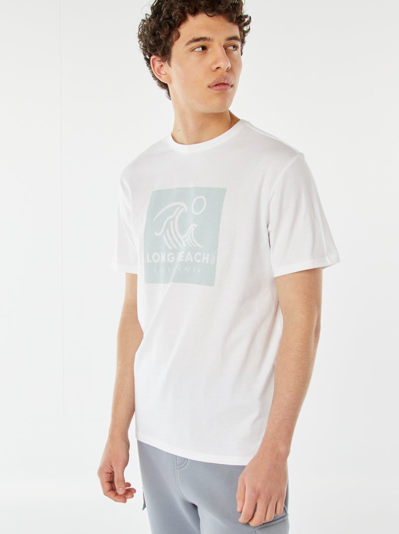 T-shirt estampada com mensagem Branco - Kiabi
