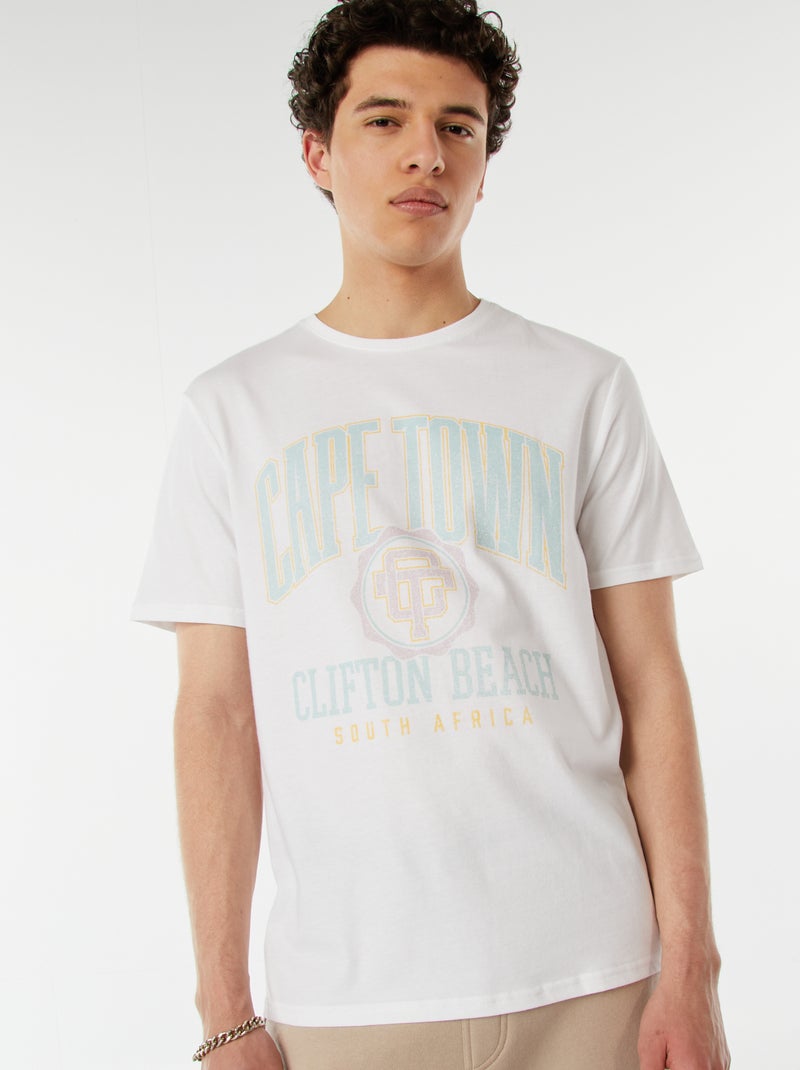 T-shirt estampada com mensagem Branco - Kiabi