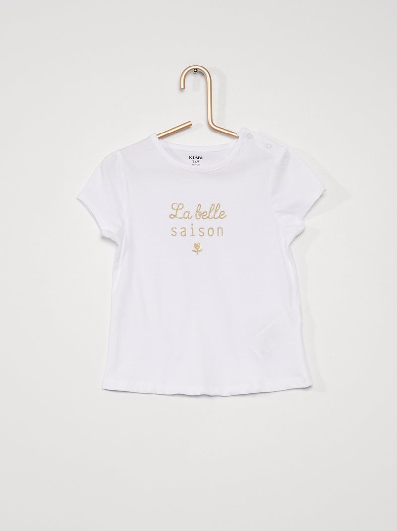 T-shirt estampada com mensagem BRANCO - Kiabi