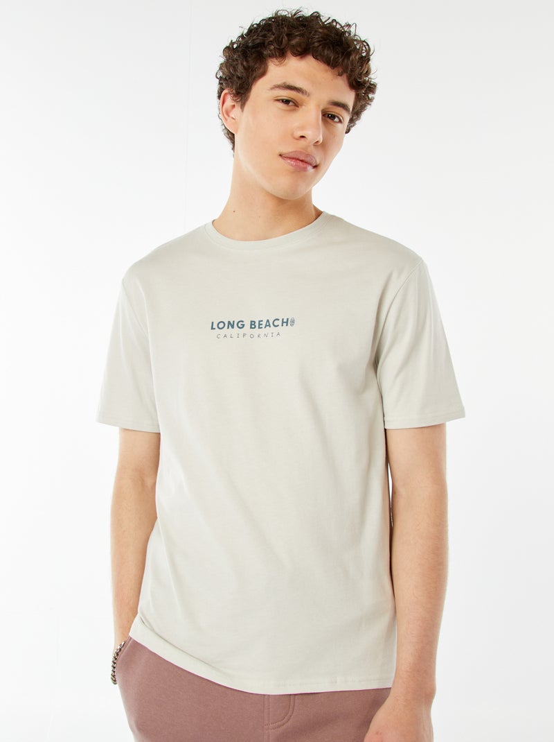 T-shirt estampada com mensagem CINZA - Kiabi