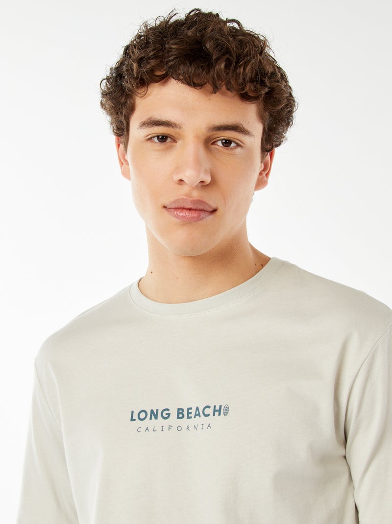 T-shirt estampada com mensagem CINZA - Kiabi