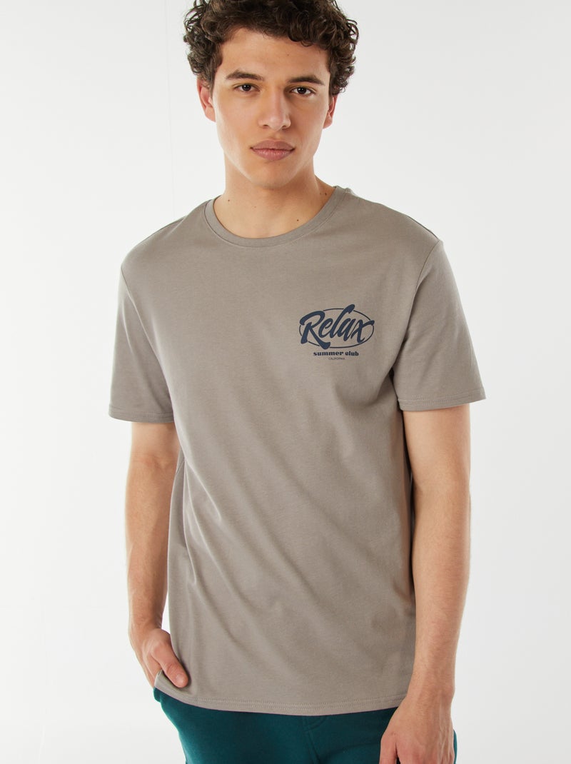 T-shirt estampada com mensagem Cinza - Kiabi