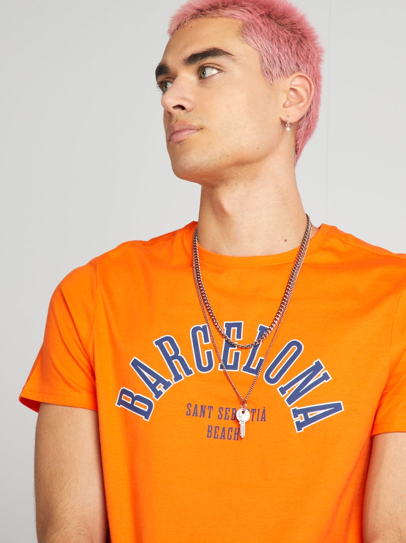 T-shirt estampada com mensagem LARANJA - Kiabi