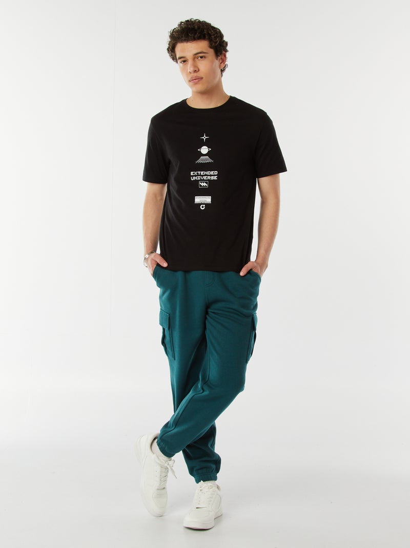 T-shirt estampada com mensagem Preto - Kiabi