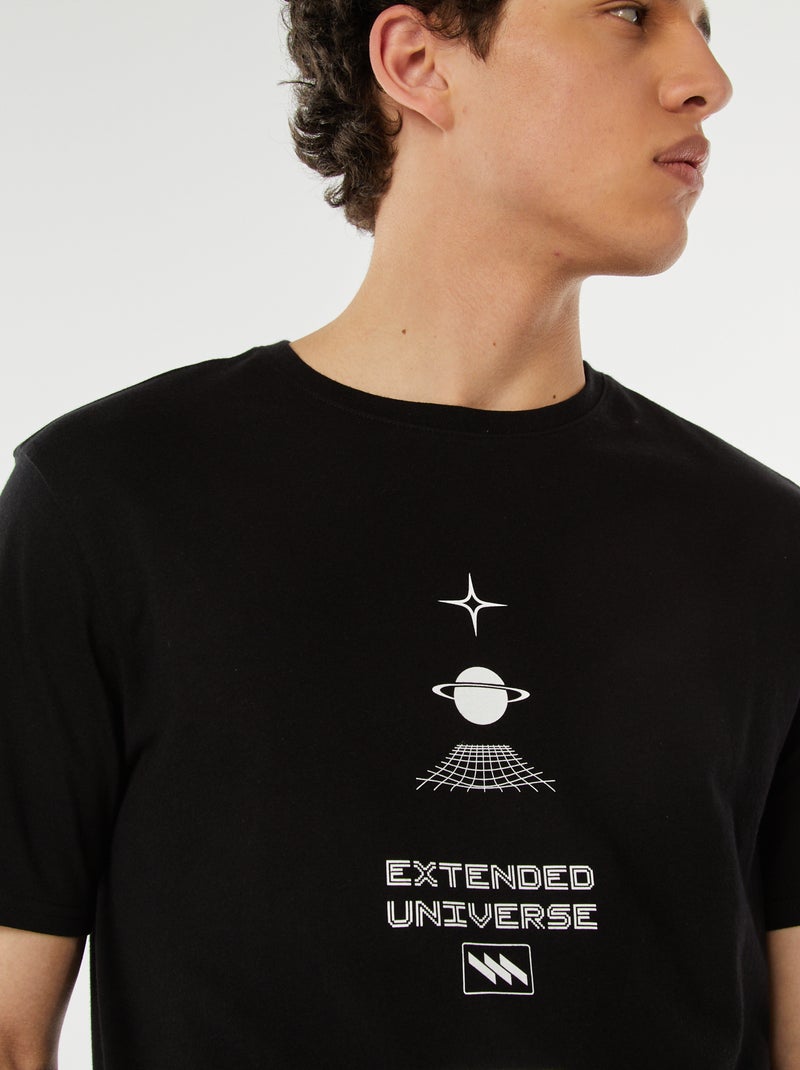 T-shirt estampada com mensagem Preto - Kiabi