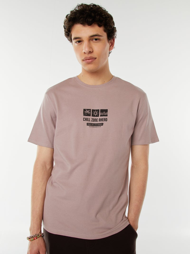 T-shirt estampada com mensagem Rosa - Kiabi