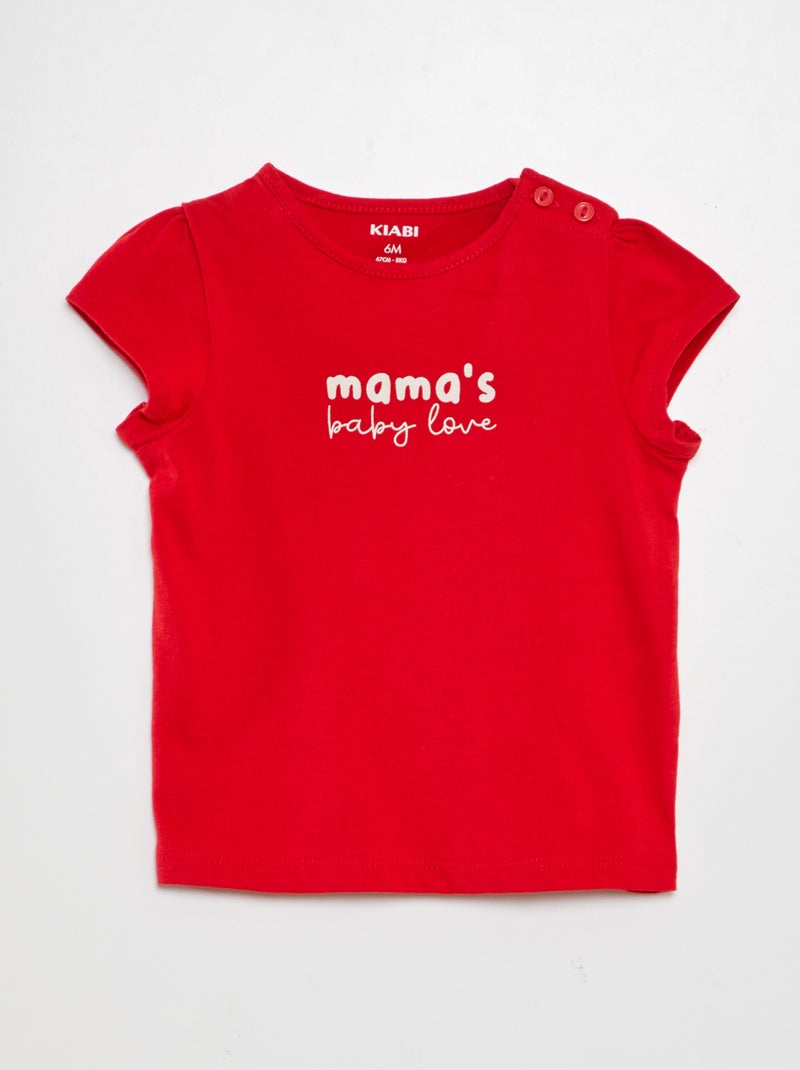 T-shirt estampada com mensagem VERMELHO - Kiabi