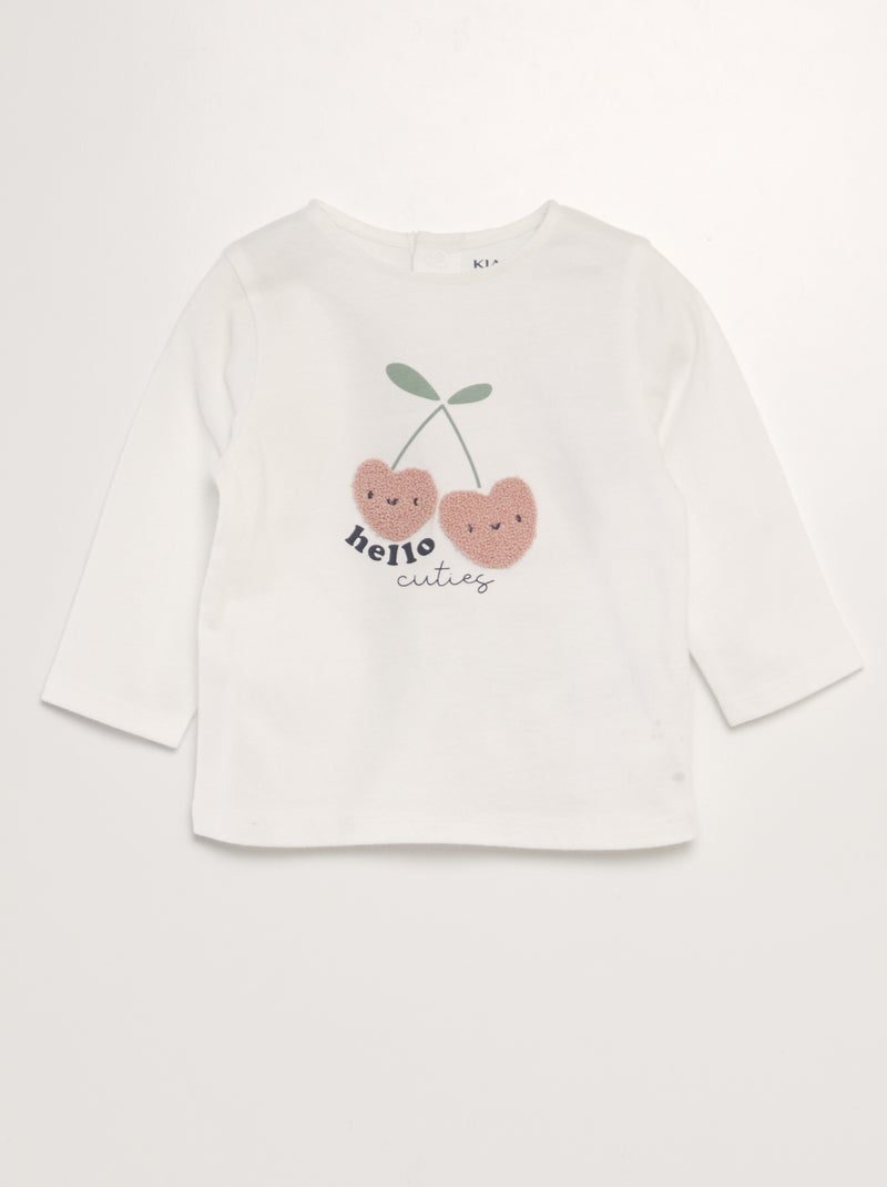 T-shirt estampada com relevo BRANCO - Kiabi