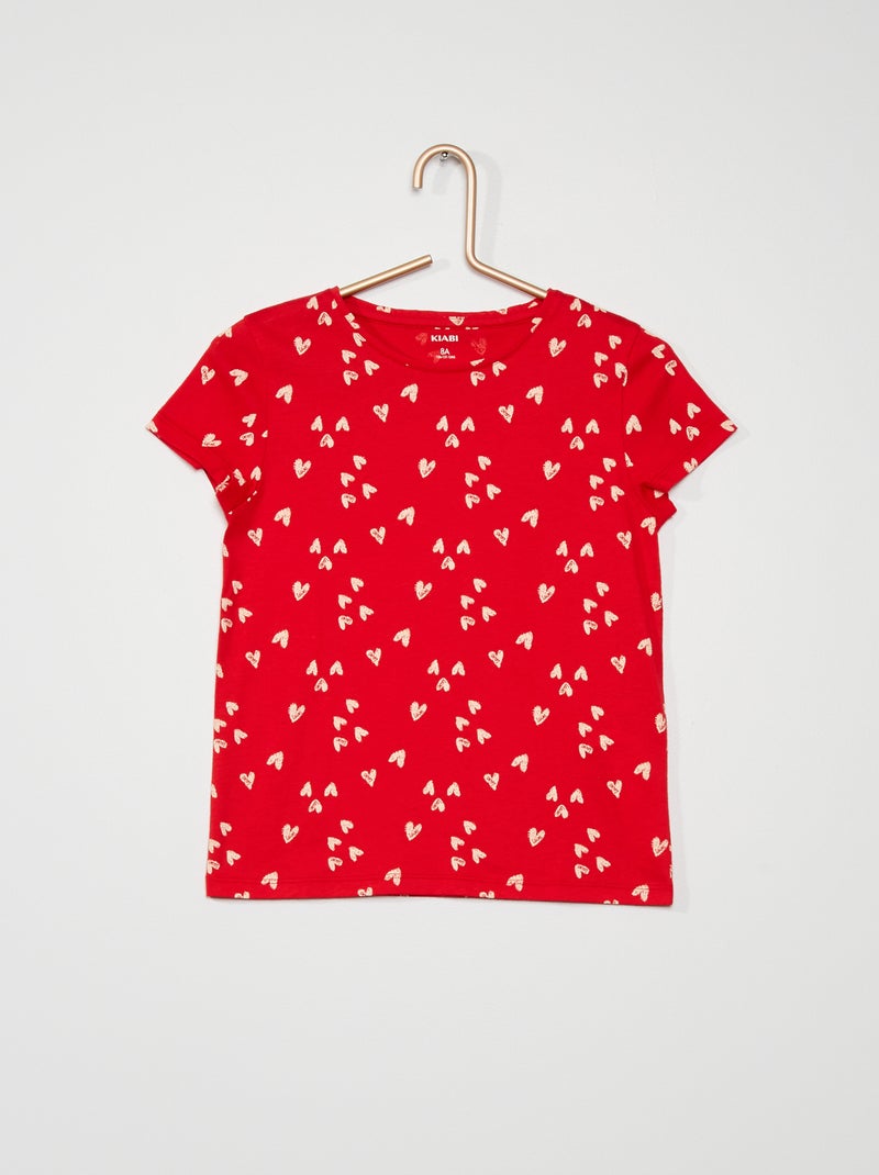 T-shirt estampada 'corações' ROXO - Kiabi