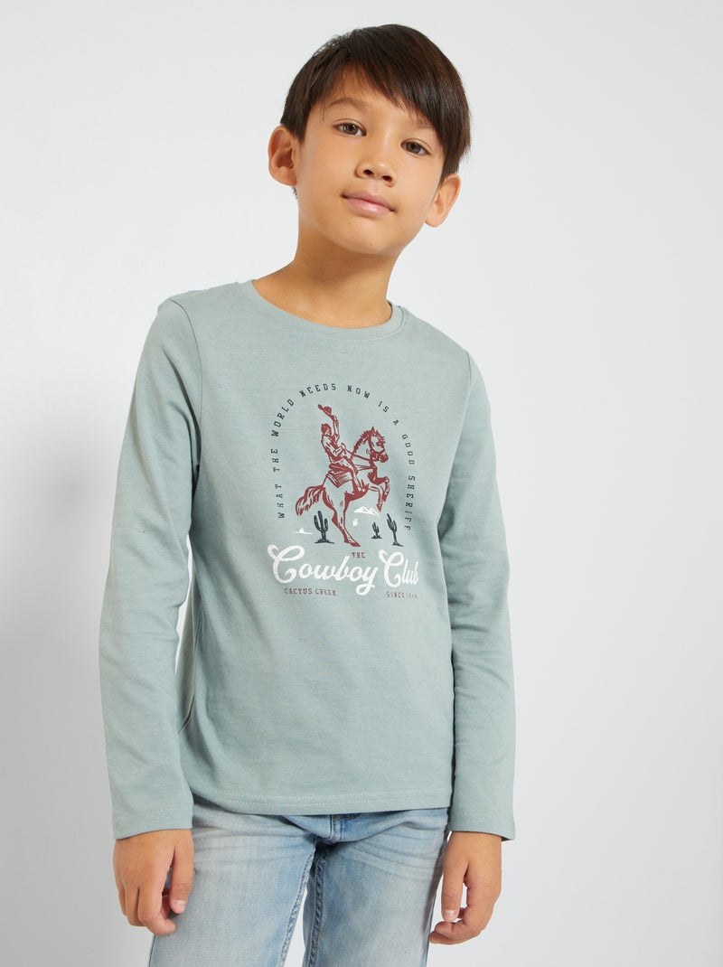 T-shirt estampada 'Cowboy' AZUL - Kiabi