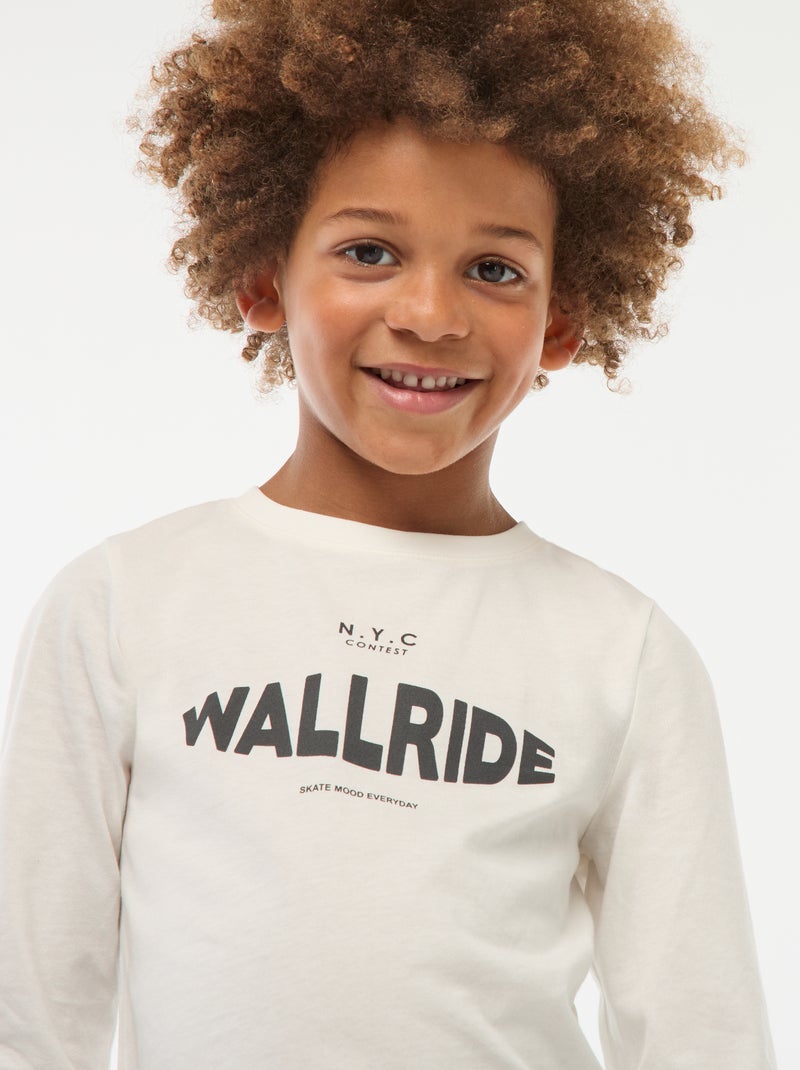 T-shirt estampada de fantasia de manga comprida Branco - Kiabi