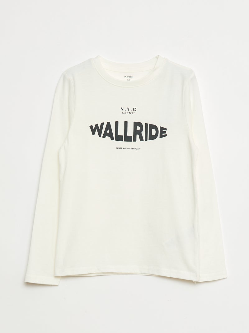 T-shirt estampada de fantasia de manga comprida Branco - Kiabi