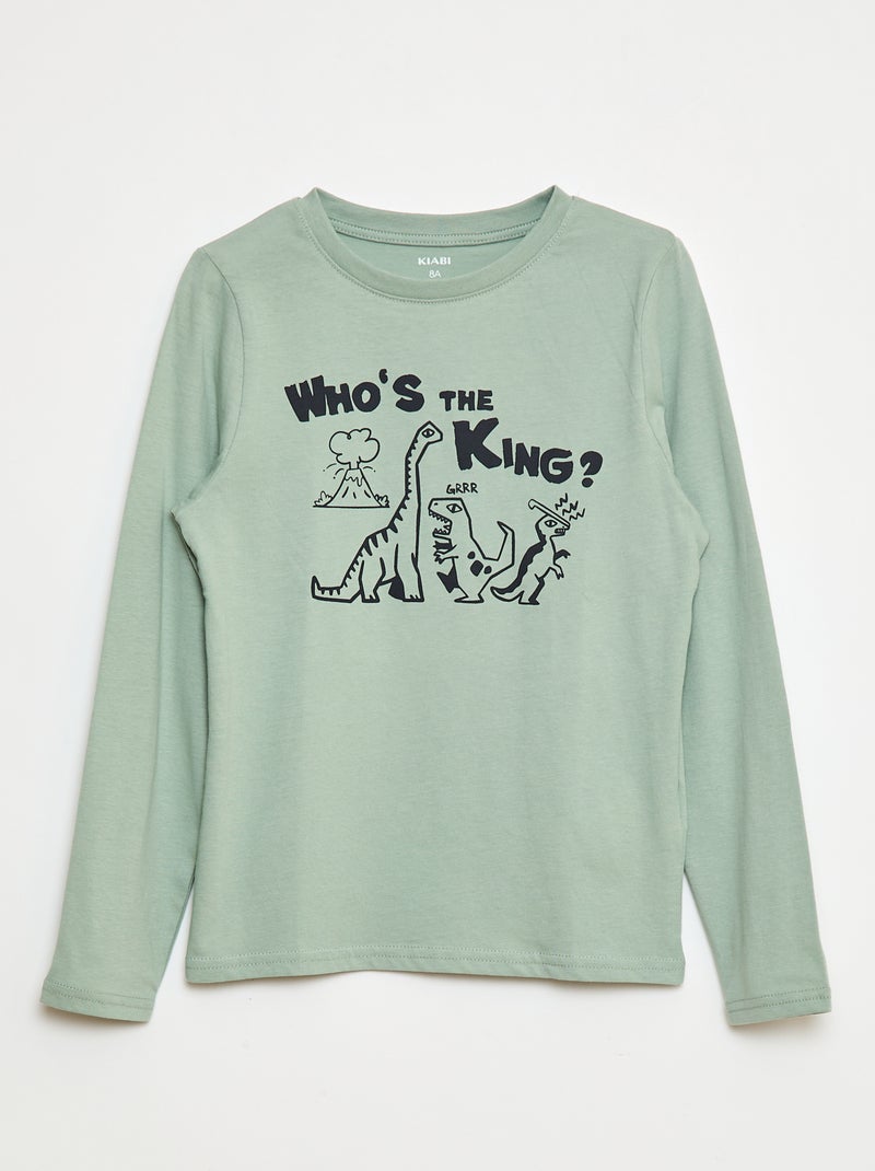 T-shirt estampada de fantasia de manga comprida Verde - Kiabi
