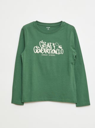T-shirt estampada de fantasia de manga comprida