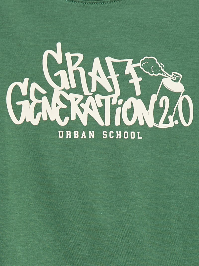 T-shirt estampada de fantasia de manga comprida Verde - Kiabi