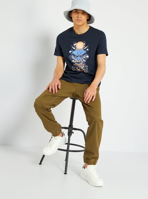 T-shirt estampada de gola redonda - Kiabi