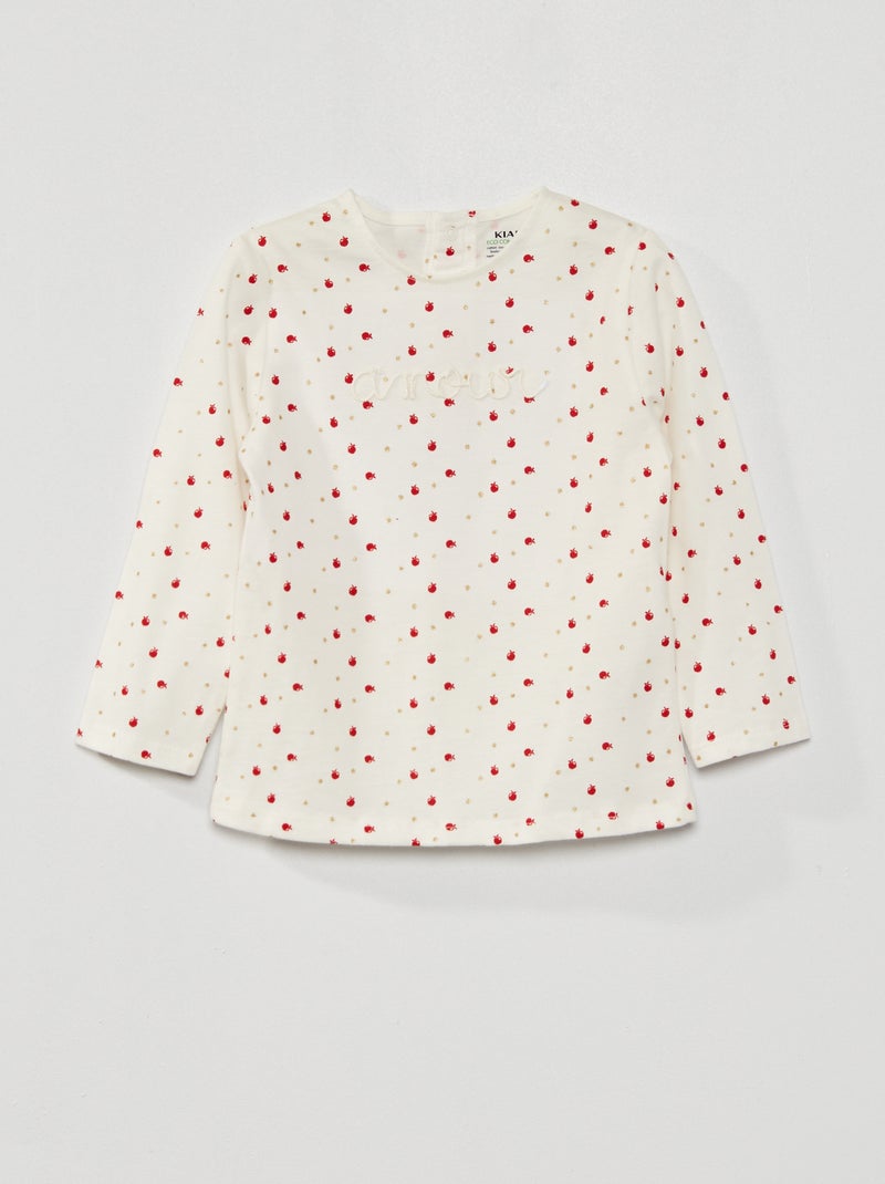 T-shirt estampada de gola redonda BRANCO - Kiabi