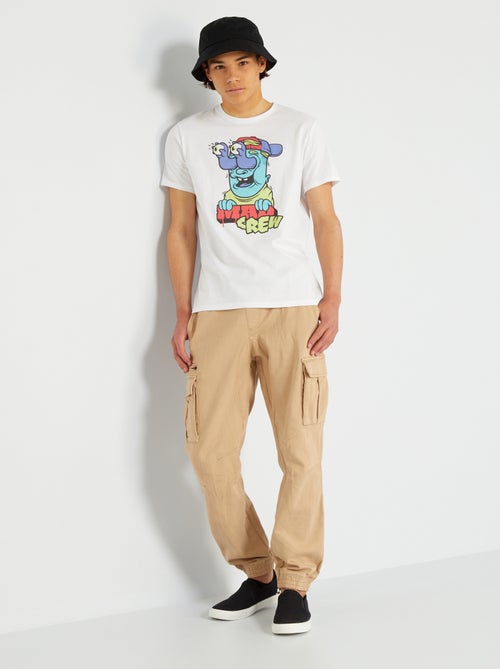 T-shirt estampada de gola redonda - Kiabi