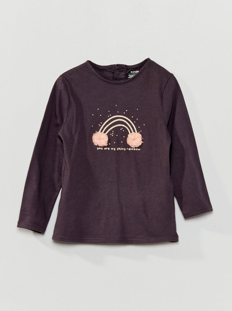 T-shirt estampada de gola redonda CINZA - Kiabi