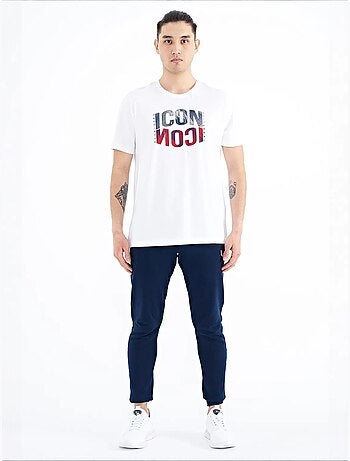 T-shirt estampada de gola redonda com patch tommy
