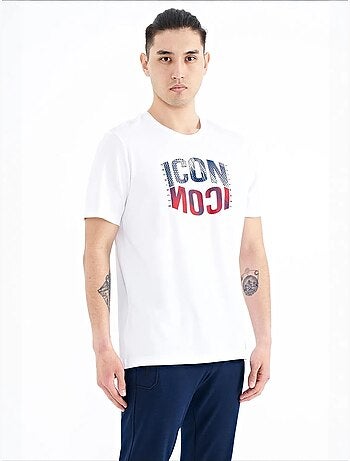 T-shirt estampada de gola redonda com patch tommy