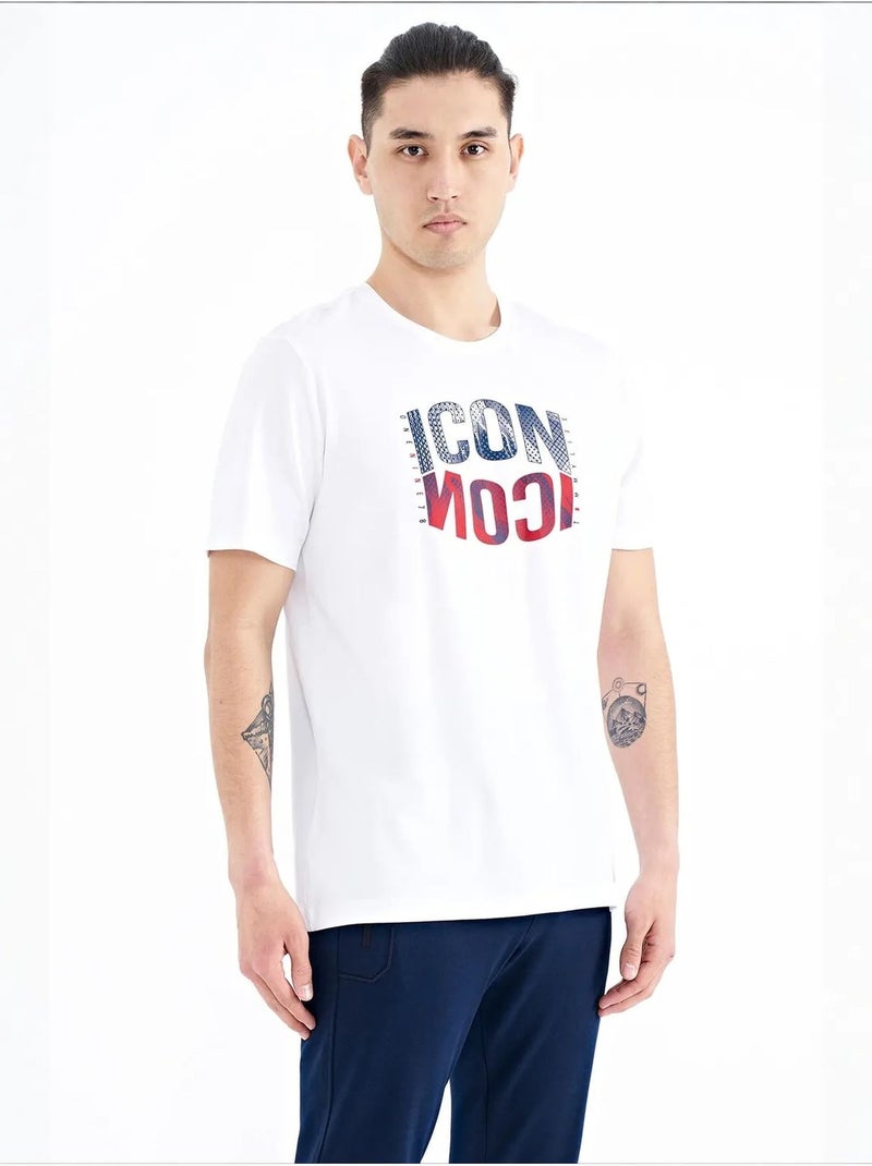 T-shirt estampada de gola redonda com patch tommy Branco - Kiabi