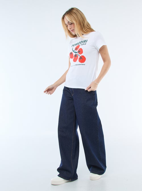 T-shirt estampada de gola redonda para mulher - Kiabi T-shirt estampada de gola redonda para mulher - Kiabi