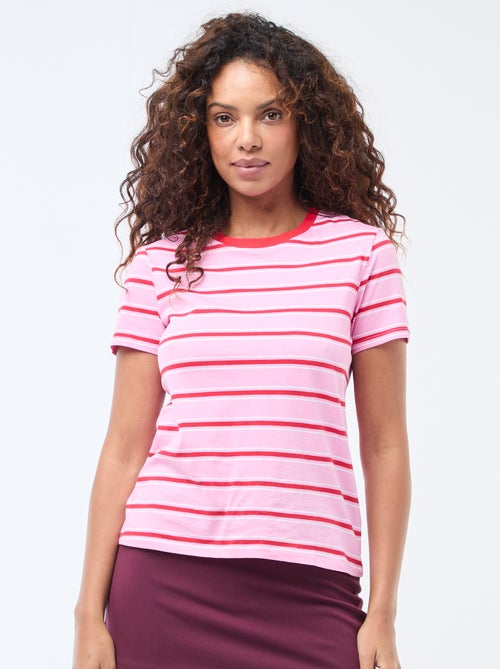 T-shirt estampada de gola redonda para mulher - Kiabi