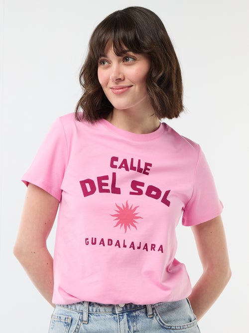 T-shirt estampada de gola redonda para mulher - Kiabi T-shirt estampada de gola redonda para mulher - Kiabi