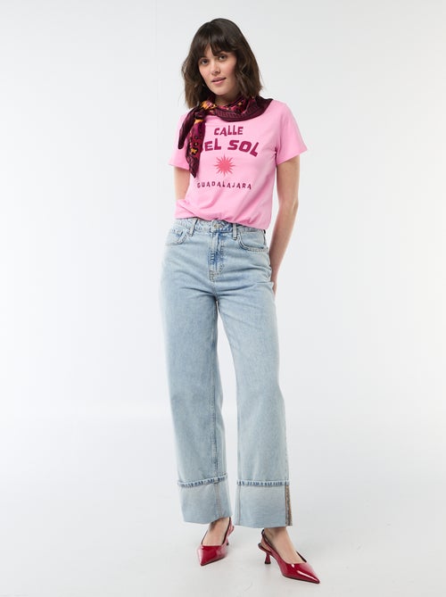 T-shirt estampada de gola redonda para mulher - Kiabi T-shirt estampada de gola redonda para mulher - Kiabi