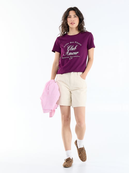 T-shirt estampada de gola redonda para mulher - Kiabi T-shirt estampada de gola redonda para mulher - Kiabi