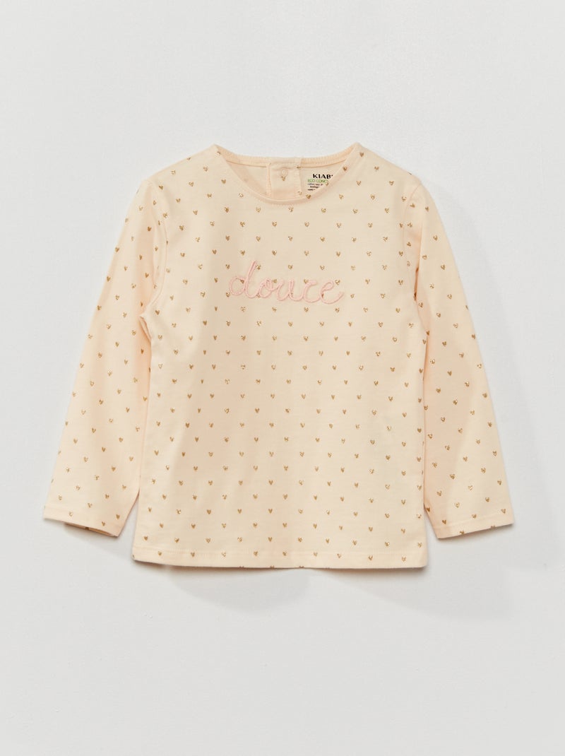 T-shirt estampada de gola redonda ROSA - Kiabi