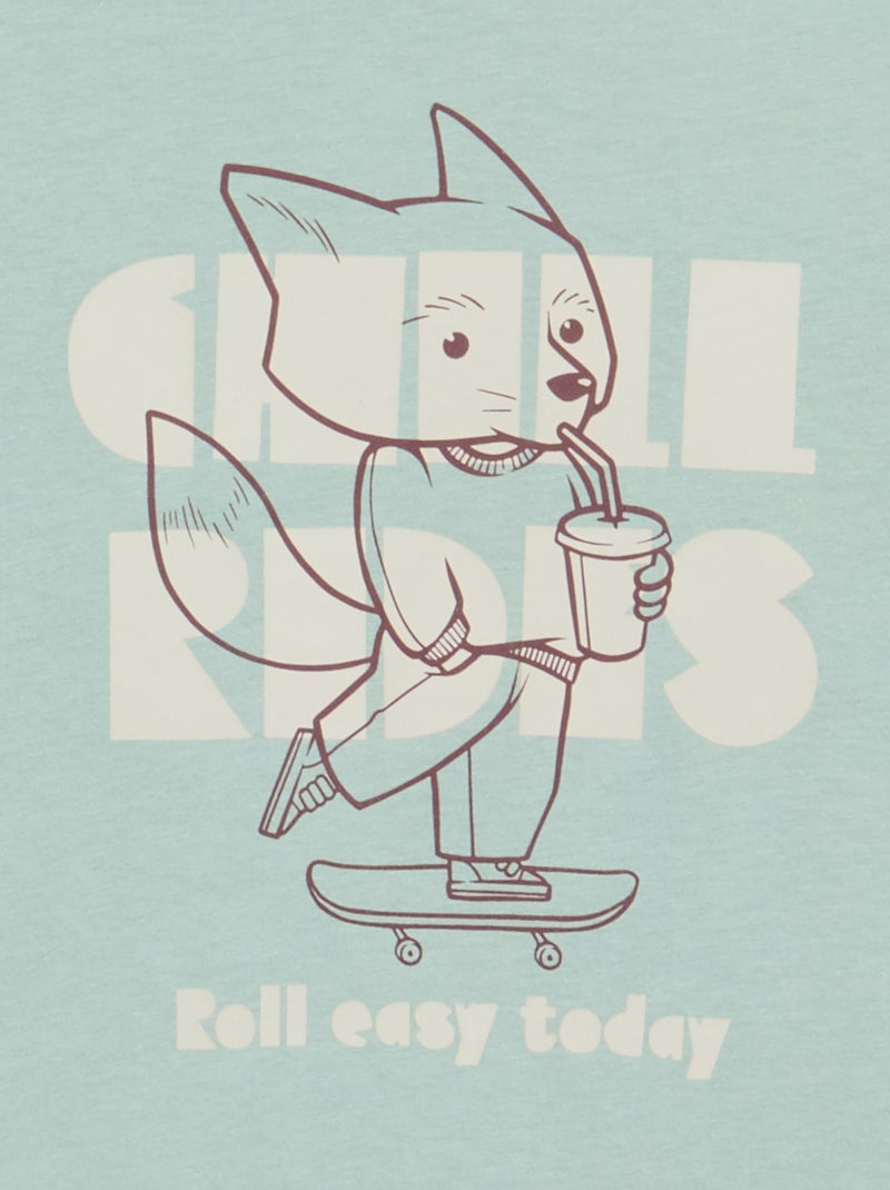 T-shirt estampada de manga comprida Azul - Kiabi