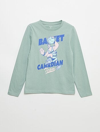 T-shirt estampada de manga comprida