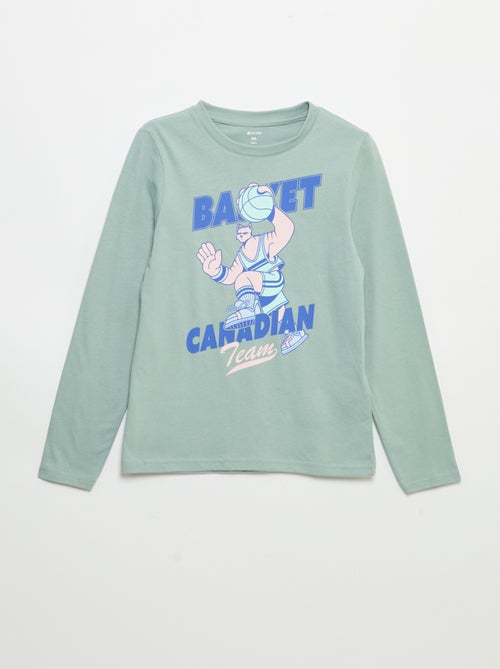 T-shirt estampada de manga comprida - Kiabi