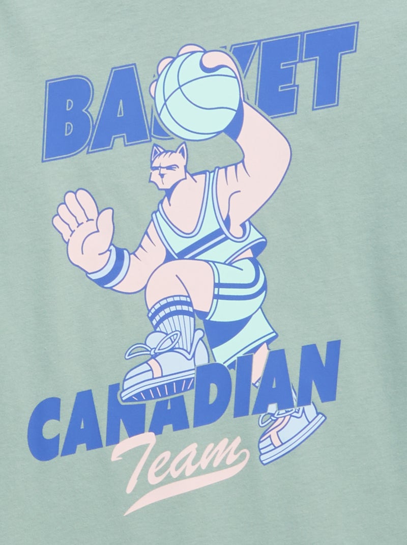 T-shirt estampada de manga comprida Azul - Kiabi