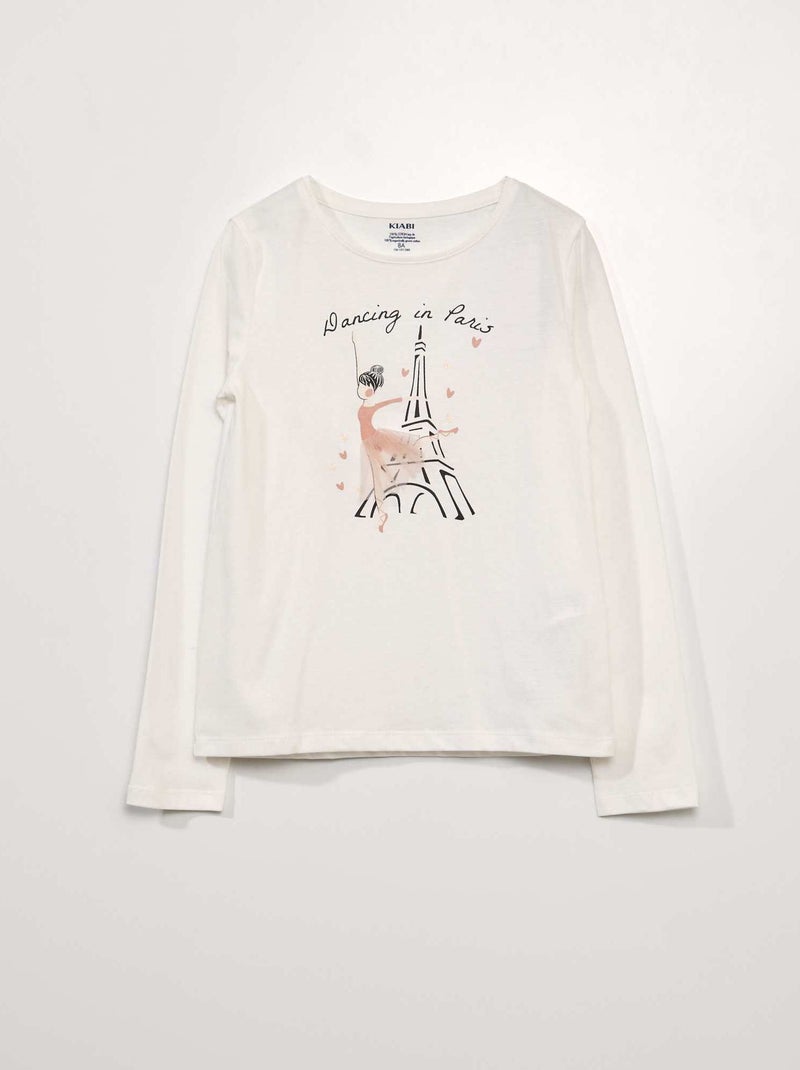T-shirt estampada de manga comprida BEGE - Kiabi