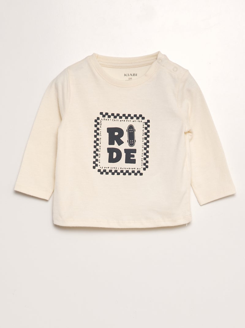 T-shirt estampada de manga comprida BEGE - Kiabi