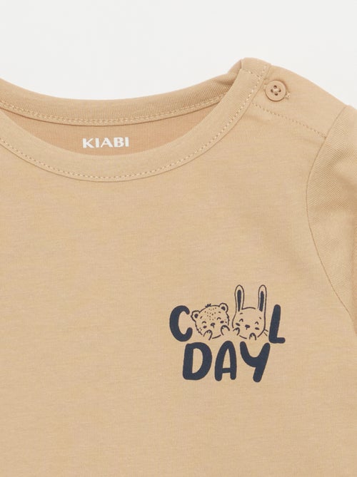 T-shirt estampada de manga comprida - Kiabi