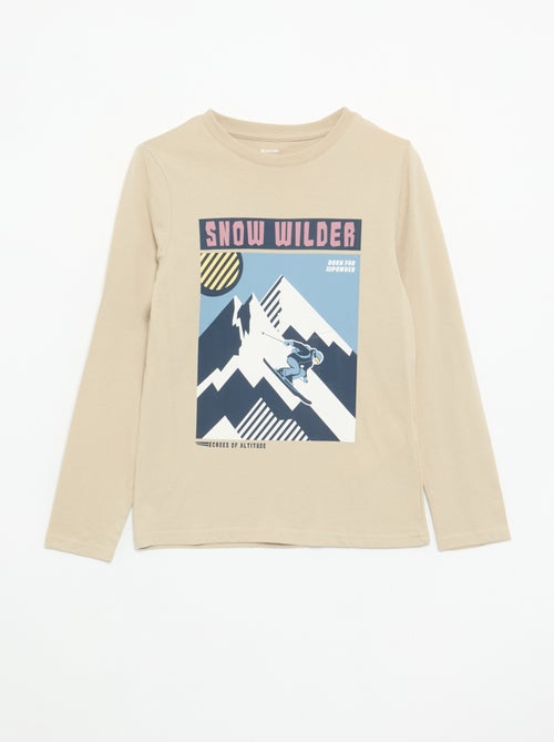 T-shirt estampada de manga comprida - Kiabi